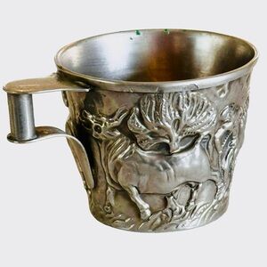 Vintage Vapheio Replica Cup Bull Stag Repousse Mid Century Made In France